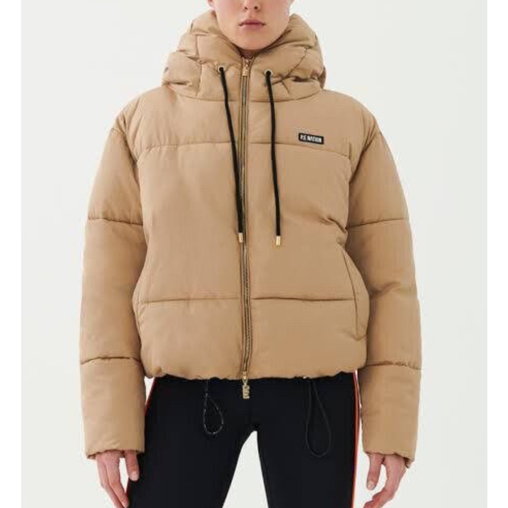 PE Nation Goalside Double Zipper Puffer Jacket Sz Medium Tan Color